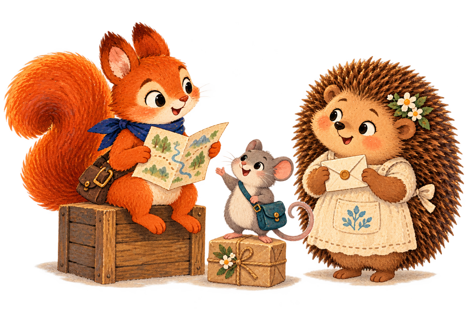 Pip, Nib and Bea ready to share a little adventure